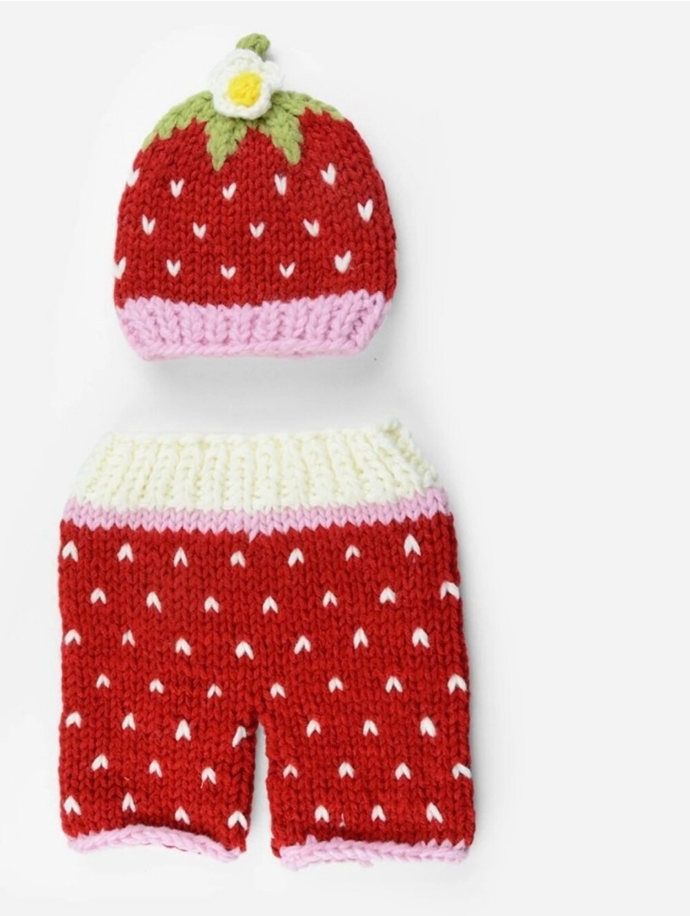 Addie Strawberry Hat and Pant Newborn Set